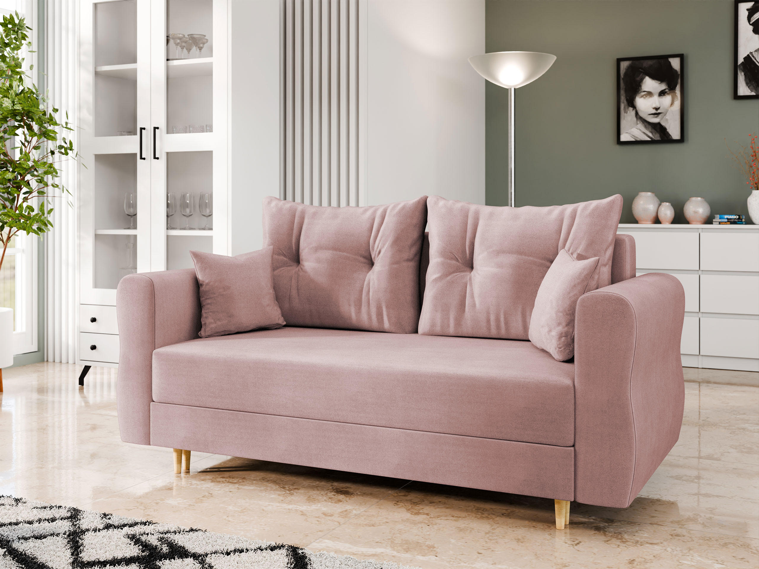 SCHLAFSOFA Zako 2 - Naturfarben/Rosa, Holz/Textil (167/85/77cm) - MIRJAN24