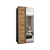 SCHWEBETÜRENSCHRANK 245,5/120/64 2-türig - Silberfarben/Schwarz, Holz/Metall (120/245/64cm) - Abiks Möbel
