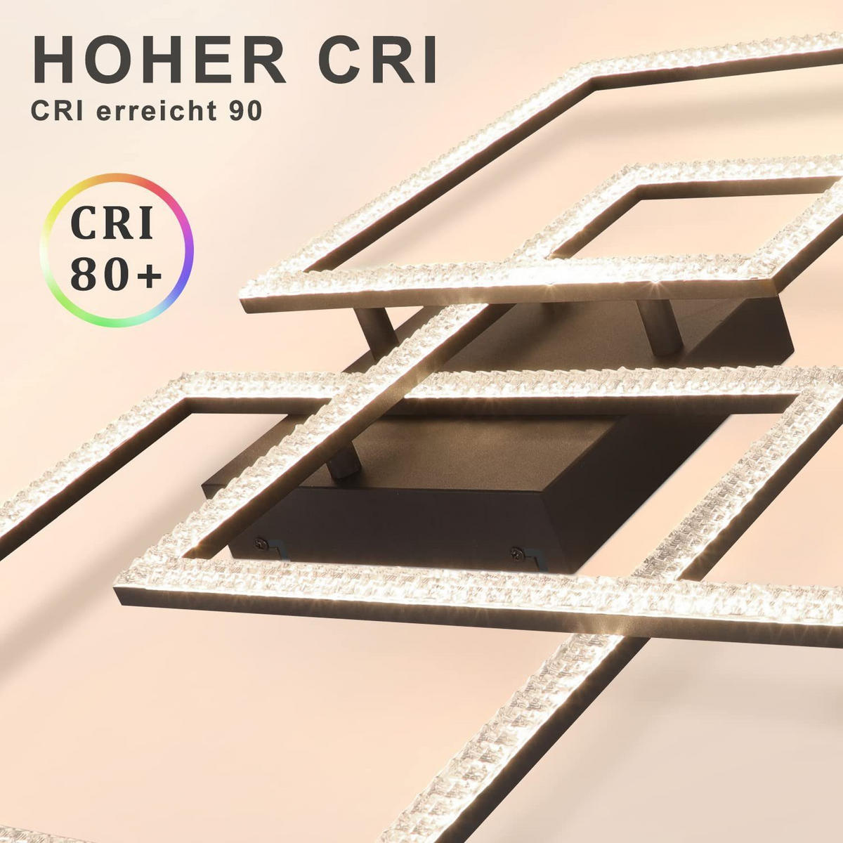 LED-DECKENLEUCHTE Lohnzahn 60.0/8.0/60 cm - Schwarz, Metall (60/60/8cm) - ZMH