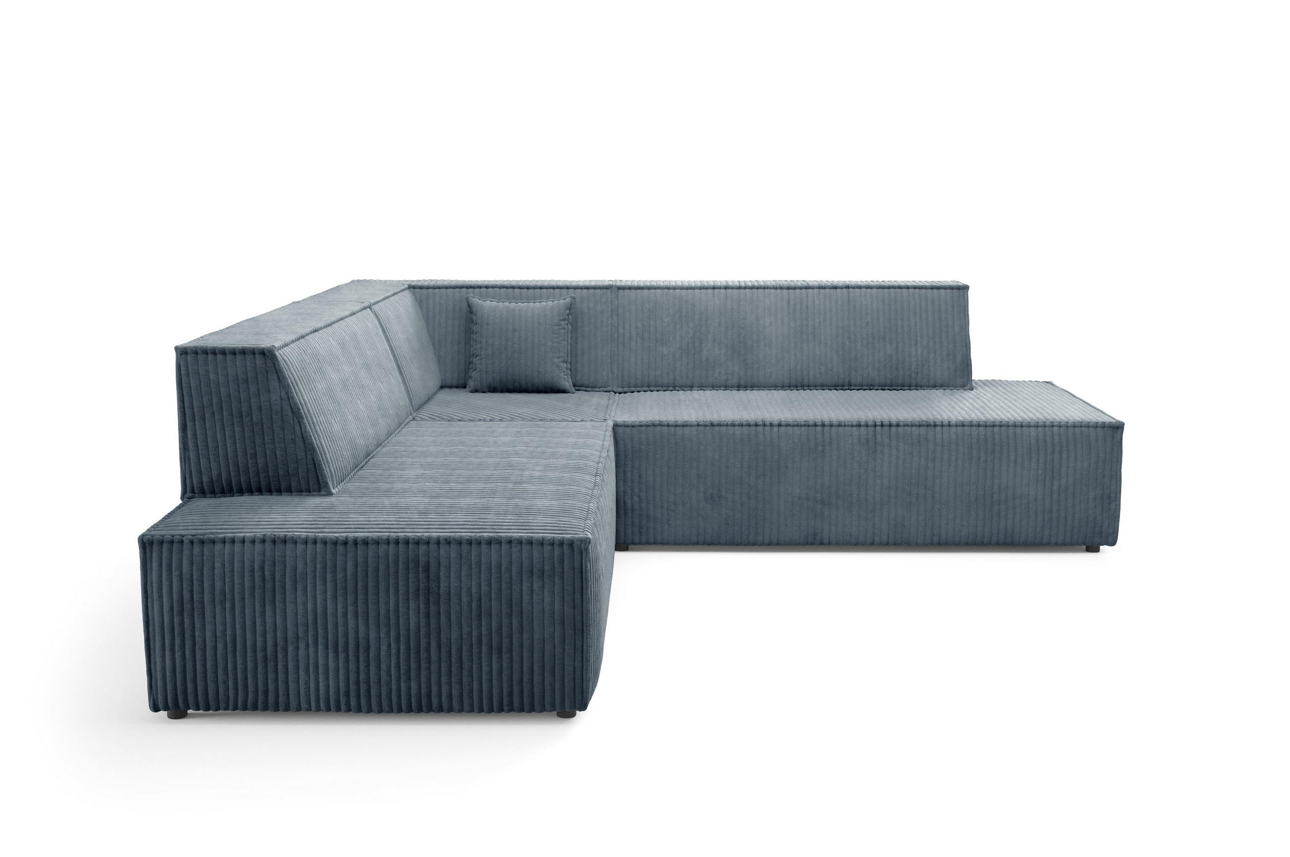ECKSOFA TESSO II L-S Grau Kordstoff mit Schlaffunktion - Grau, Holz (254/254cm) - MASSENO