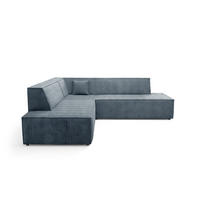ECKSOFA TESSO II L-S Grau Kordstoff mit Schlaffunktion - Grau, Holz (254/254cm) - MASSENO