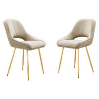 STUHL 2er-Set Muz DC-1143 (2 Stück in Samt) - Beige/Goldfarben, Textil/Metall (46/81/49cm) - MIRJAN24