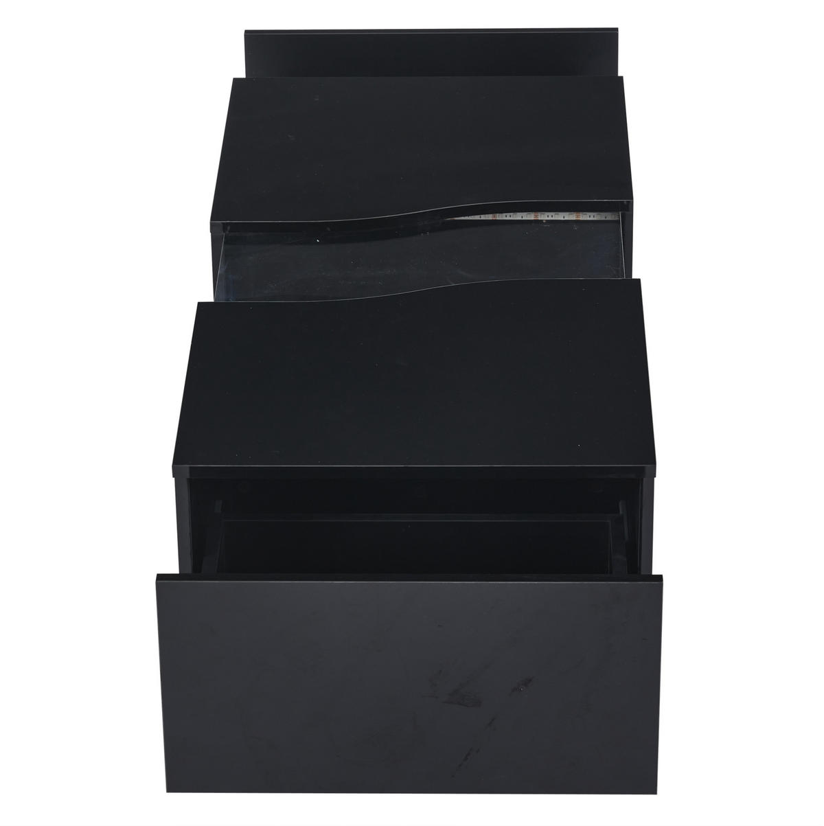 COUCHTISCH 100/50/35 cm mit LED-Beleuchtung, 2 Schubladen und Acrylplatte aus MDF, Schwarz - Schwarz, Holzwerkstoff (100/50/35cm) - Redom