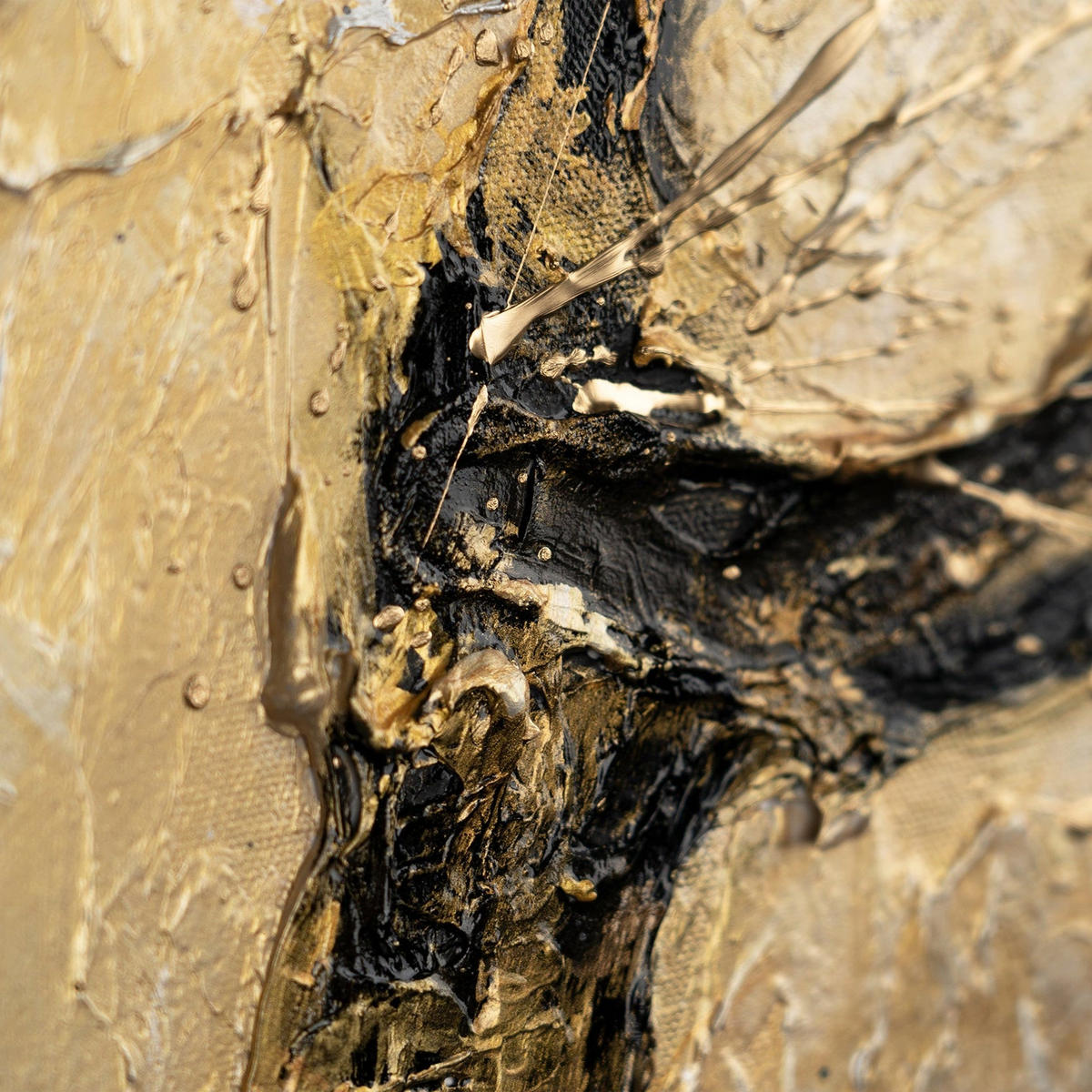 GEMÄLDE Baum des Reichtums und des Wohlstands Schattenfugenrahmen Schwarz-Gold 60x40 cm - Schwarz Hochglanz, Holz (60/40cm) - YS-art gallery