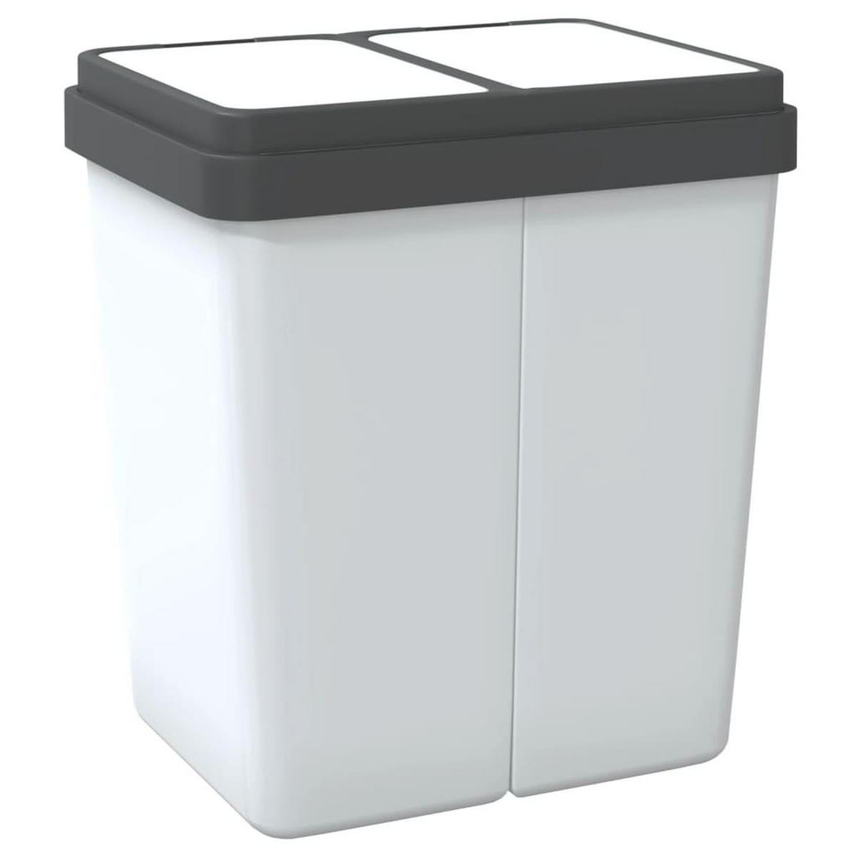 MÜLLEIMER 2 Fächer Küche 2x25L Weiß - Weiß, Kunststoff (43.5/48.5/32.5cm) - DELUKE