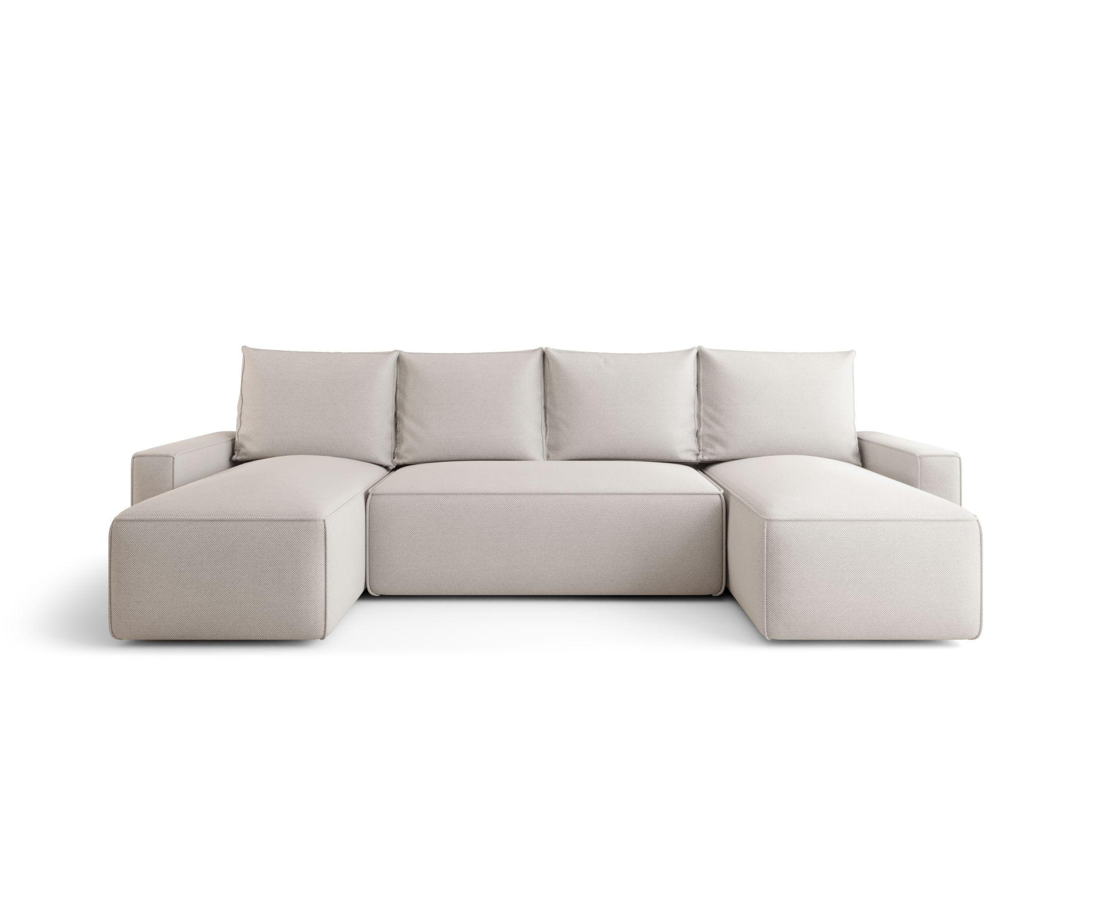 WOHNLANDSCHAFT mit Schlaffunktion SAVIO U Curio 02 - Creme, Textil (300/75/140cm) - Bedante