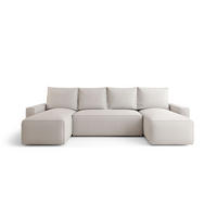 WOHNLANDSCHAFT mit Schlaffunktion SAVIO U Curio 02 - Creme, Textil (300/75/140cm) - Bedante