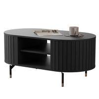 COUCHTISCH geriffelt, mit Ablage, Schwarz - Schwarz, Holzwerkstoff (47/104/56cm) - Idohome