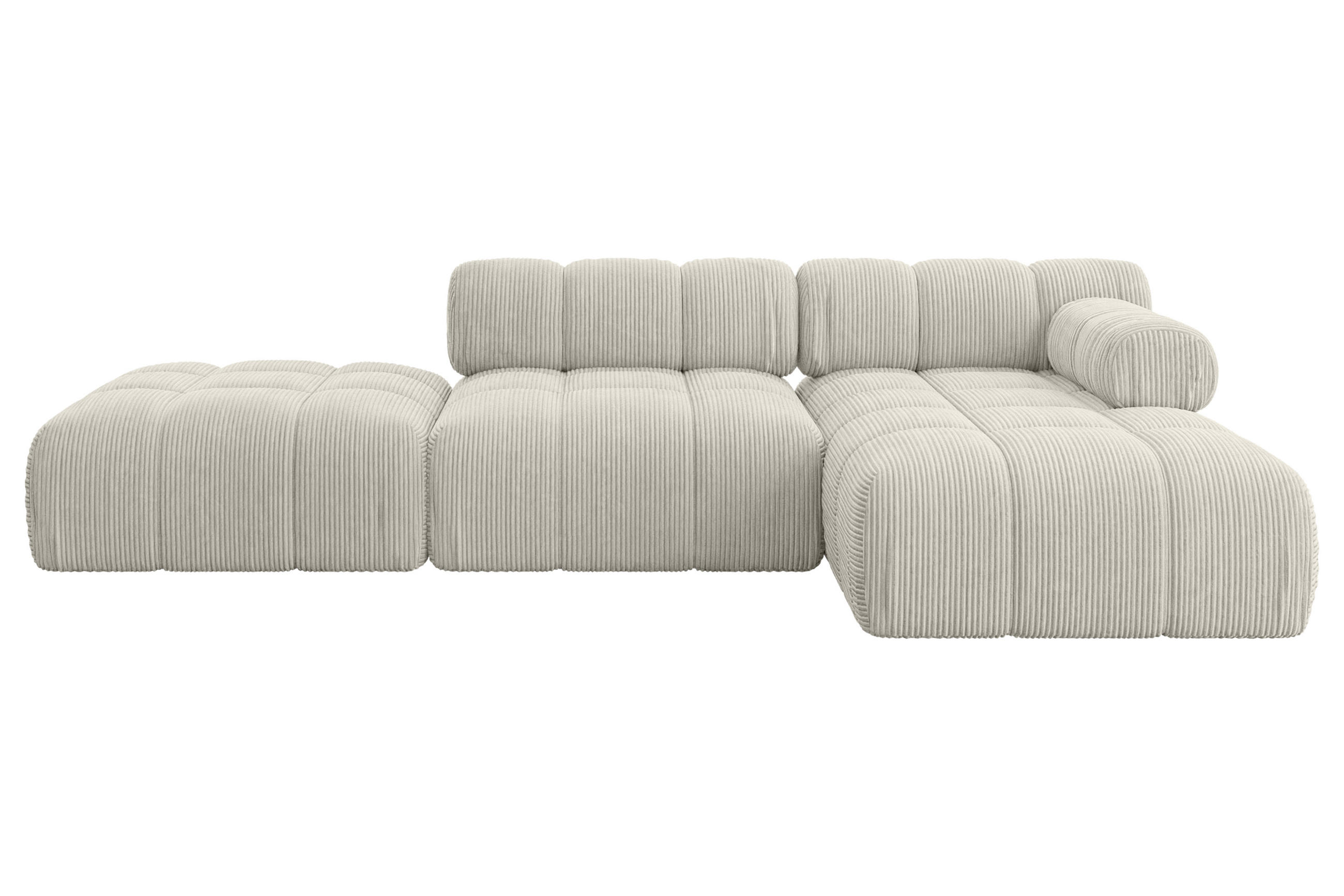 ECKSOFA modulares Sofa Lizur-L1 - 285x160x70 cm Creme Cord - Hellgrau/Creme, Holzwerkstoff/Textil (285/160cm) - ALTDECOR