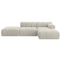 ECKSOFA modulares Sofa Lizur-L1 - 285x160x70 cm Creme Cord - Hellgrau/Creme, Holzwerkstoff/Textil (285/160cm) - ALTDECOR