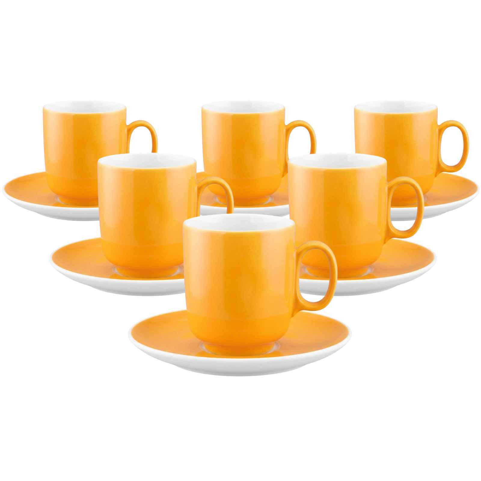 KAFFEEBECHER MIT UNTERTASSEN Sento Home Pure Colors Mango Orange 400 ml 6er Set - Orange, Keramik (0.4L) - Seltmann Weiden