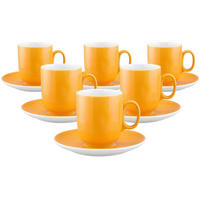 KAFFEEBECHER MIT UNTERTASSEN Sento Home Pure Colors Mango Orange 400 ml 6er Set - Orange, Keramik (0.4L) - Seltmann Weiden