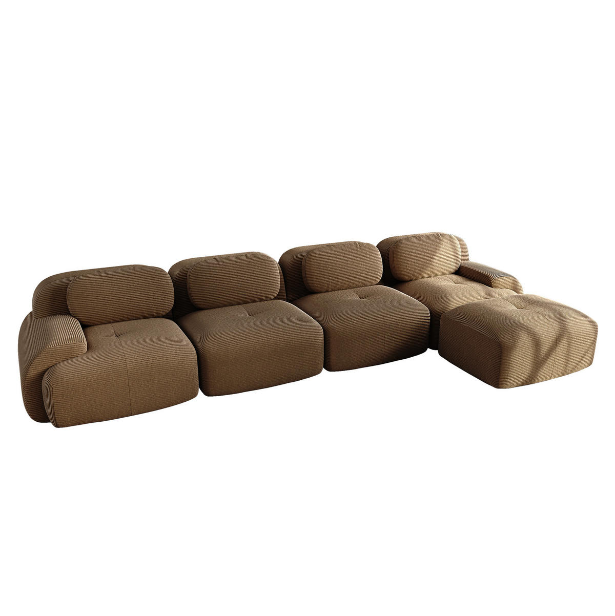 ECKSOFA 388/178/75 cm braun aus Cordstoff modular und montagefrei - Braun, Textil (178/388cm) - OKWISH