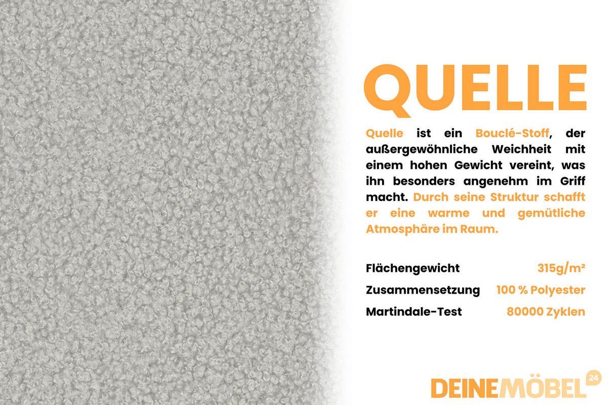 ECKSOFA TOCO L 240x145 cm in Boucle Hellgrau links - Anthrazit, Holz/Holzwerkstoff (240/145cm) - Deine Möbel 24