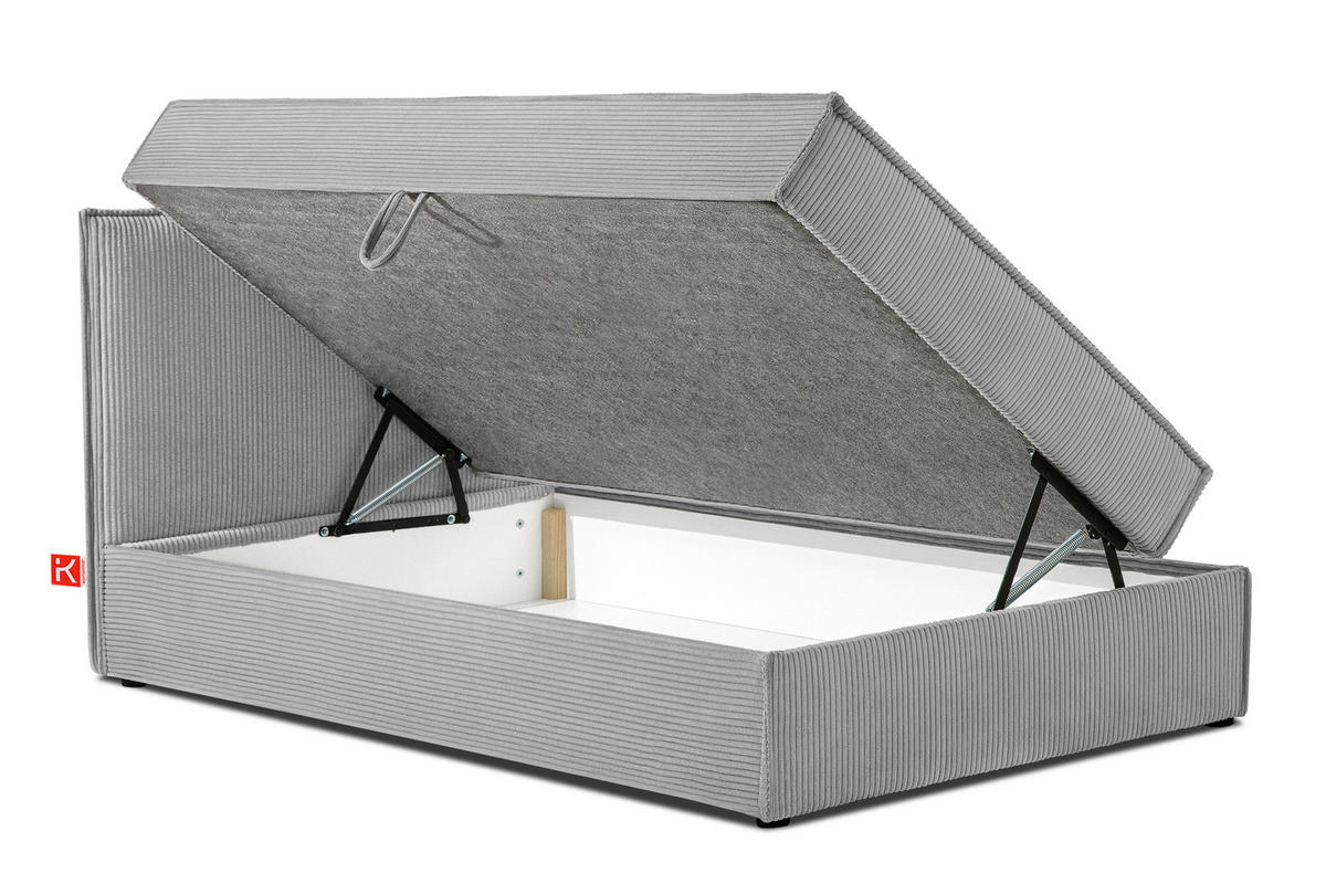 BOXSPRINGBETT ROTI Einzelbett, hellgrau - Hellgrau/Schwarz, Holz/Holzwerkstoff (100/200cm) - KONSIMO®