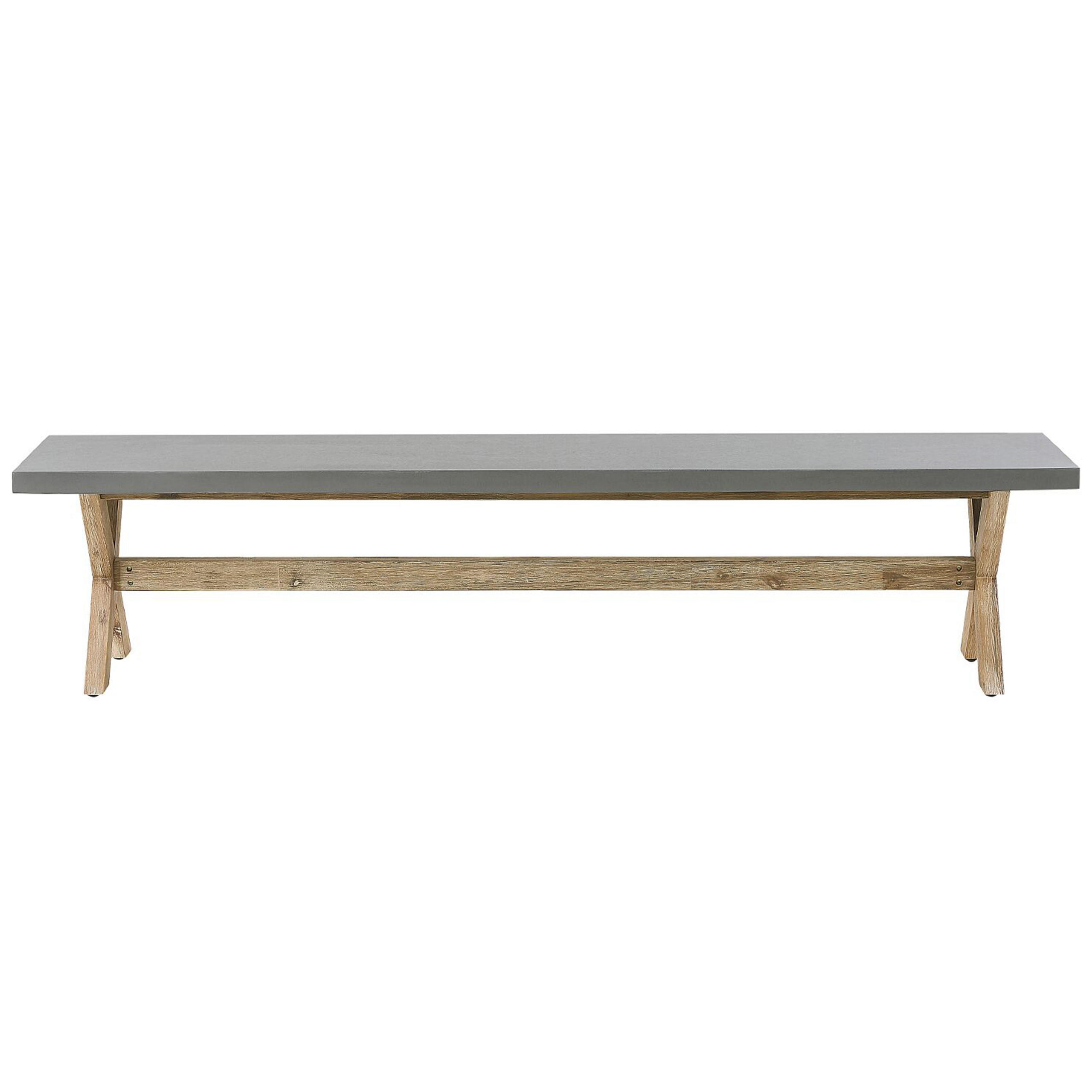 GARTENBANK Faserzement/Akazienholz grau/heller Holzfarbton 200 cm Olbia - Grau, Stein (200/45/40cm) - Beliani