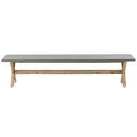 GARTENBANK Faserzement/Akazienholz grau/heller Holzfarbton 200 cm Olbia - Grau, Stein (200/45/40cm) - Beliani