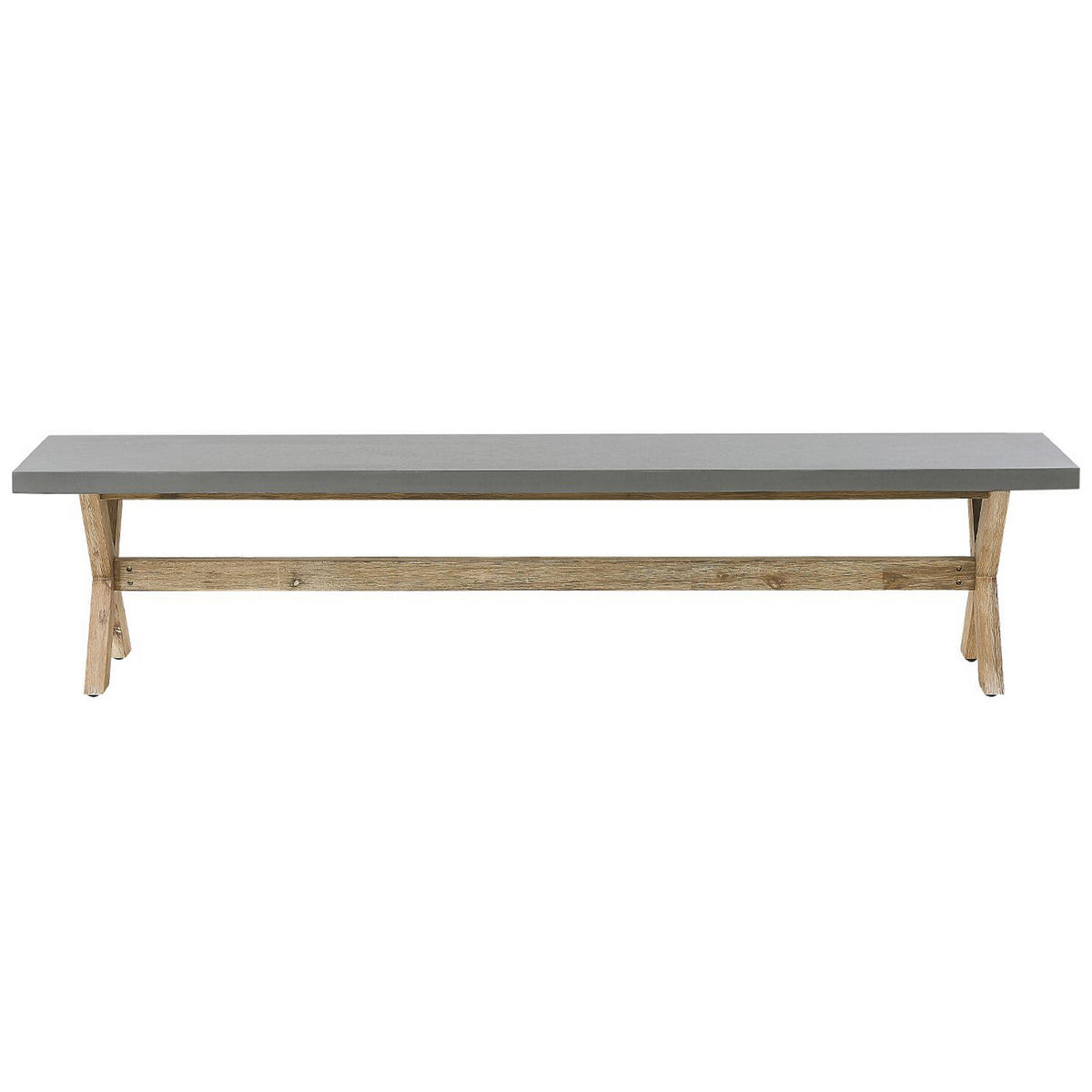 GARTENBANK Faserzement/Akazienholz grau/heller Holzfarbton 200 cm Olbia - Grau, Stein (200/45/40cm) - Beliani