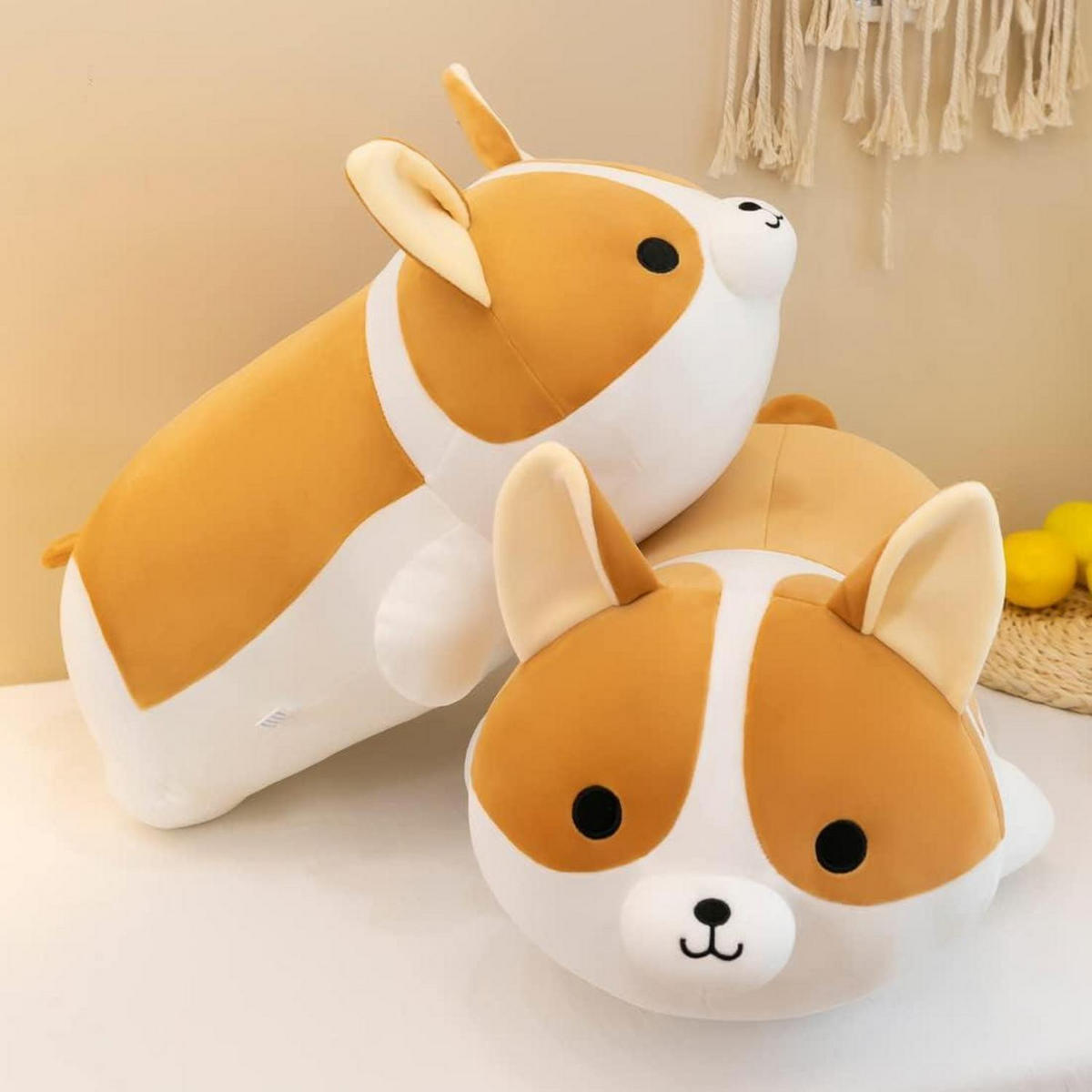 PLÜSCHKISSEN Corgi Hund 60 cm - Braun, Textil (10.2/12.7cm)