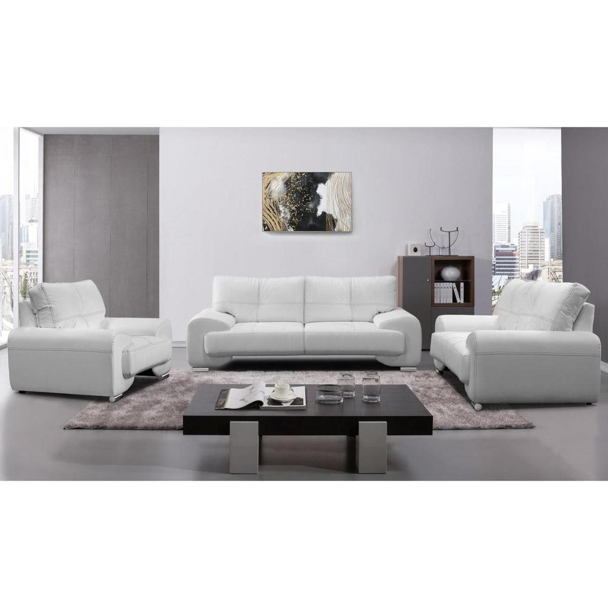 SOFA 2-SITZER Omega weiß - Chromfarben/Weiß, Leder/Metall (185/88/98cm) - Beautysofa