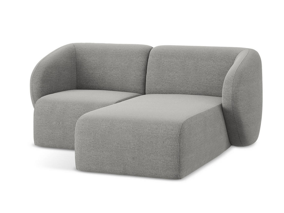 ECKSOFA Rechts Bouclé Stoff Grau - Hellgrau/Schwarz, Holzwerkstoff/Kunststoff (178/166cm) - Makamii
