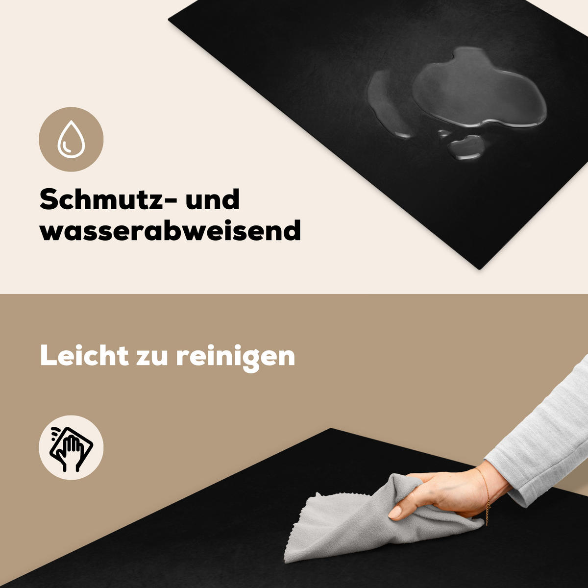 HERDABDECKPLATTE Beton - Schwarz - Grau - Strukturiert - Industriell 83x51 cm - Graphitfarben, Kunststoff (83/0.2/51.5cm) - MuchoWow