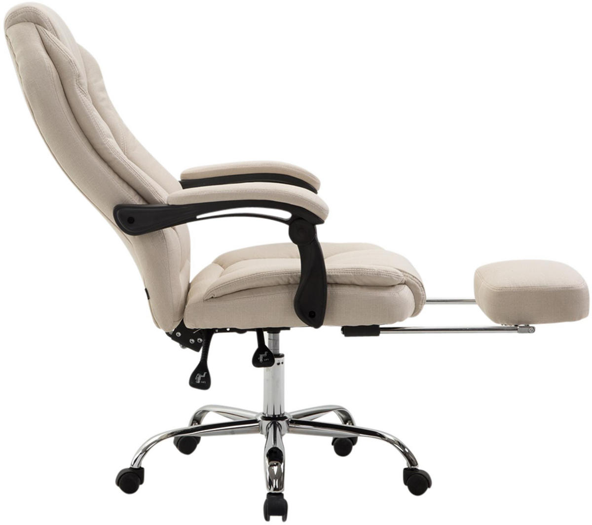 CHEFSESSEL Stoff Creme - Chromfarben/Creme, Textil/Metall (67/114/64cm) - CLP