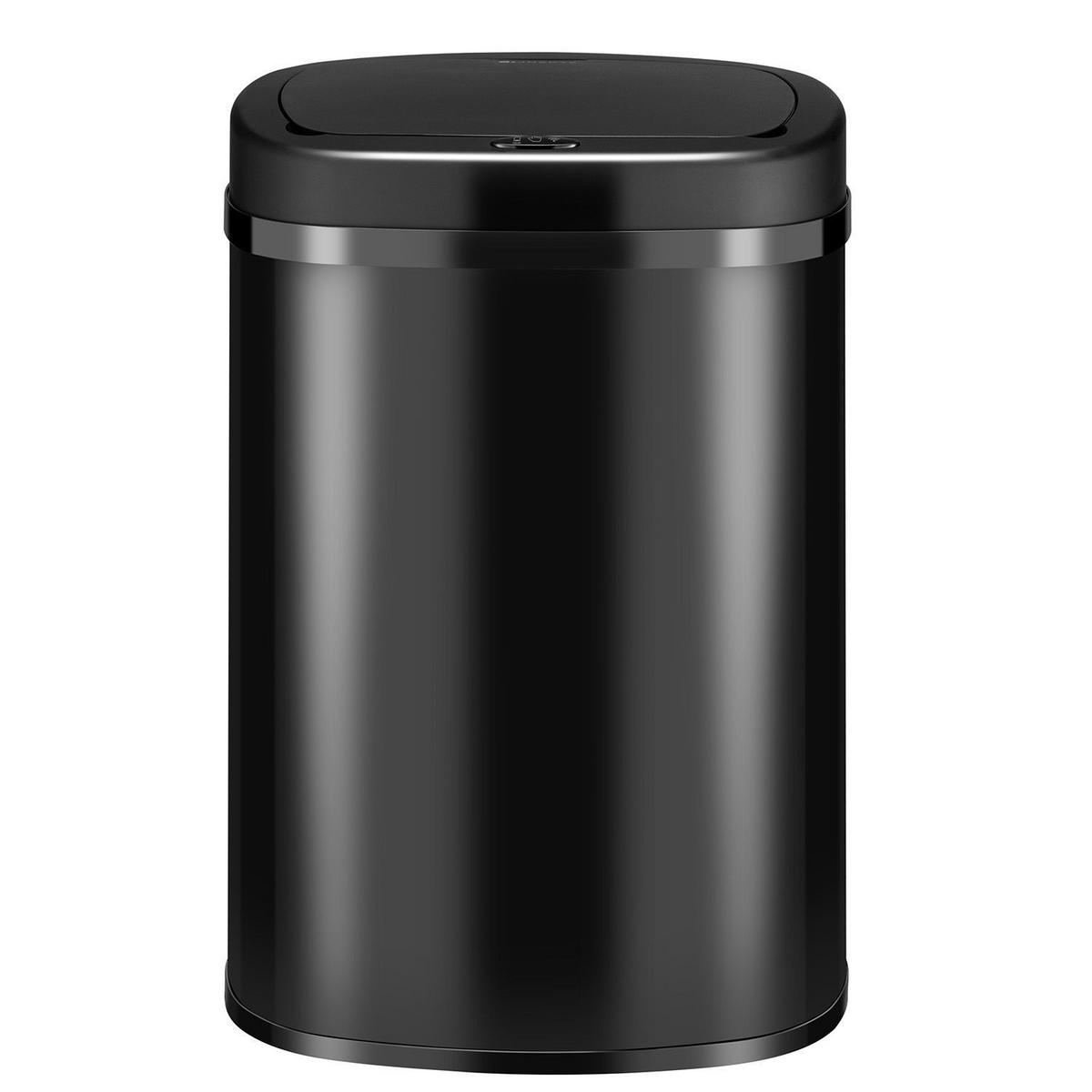 MÜLLEIMER viereckig 50L schwarz mit Sensor - Schwarz, Metall (40/58/29cm) - Juskys