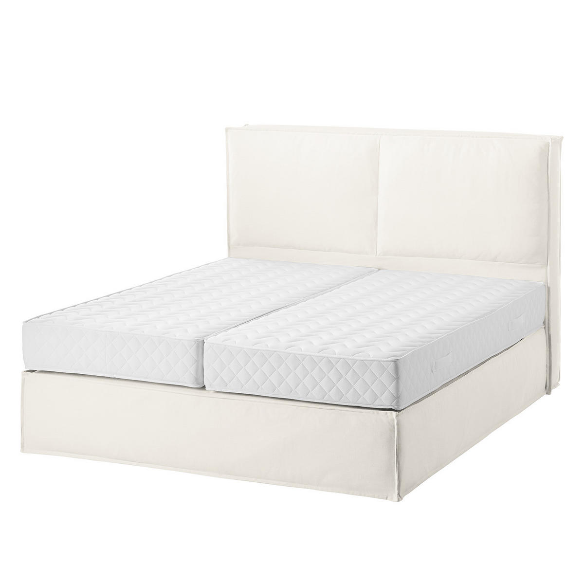 BOXSPRINGBETT mit Kopfteil - Premium - Weiß, Textil (180/200cm) - home24