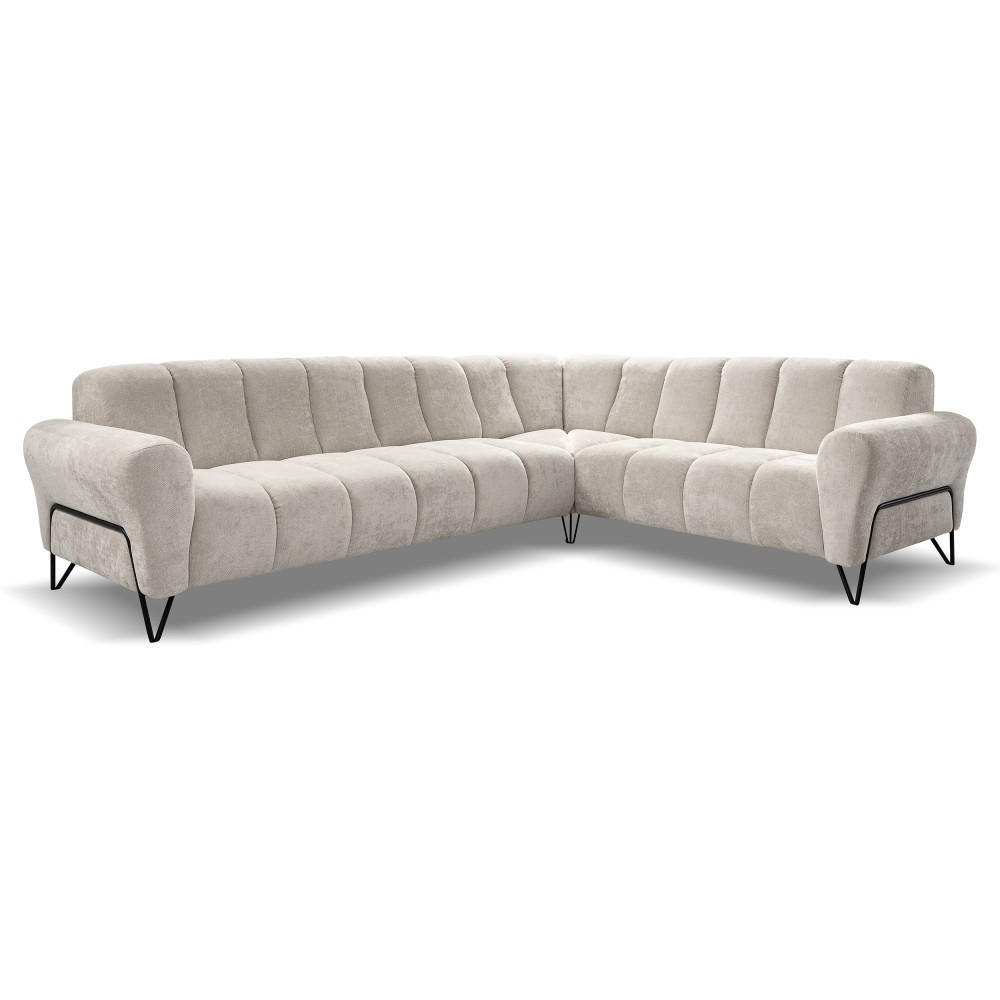 ECKSOFA Volare ohne Schlaffunktion Creme links - Creme/Schwarz, Textil/Metall (295/235cm) - Beautysofa