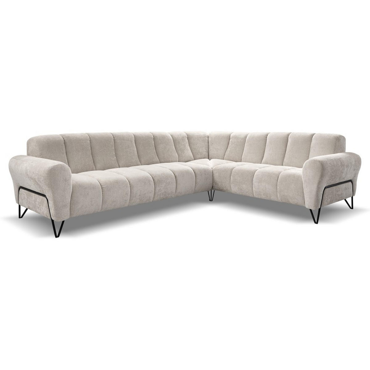 ECKSOFA Volare ohne Schlaffunktion Creme links - Creme/Schwarz, Textil/Metall (295/235cm) - Beautysofa