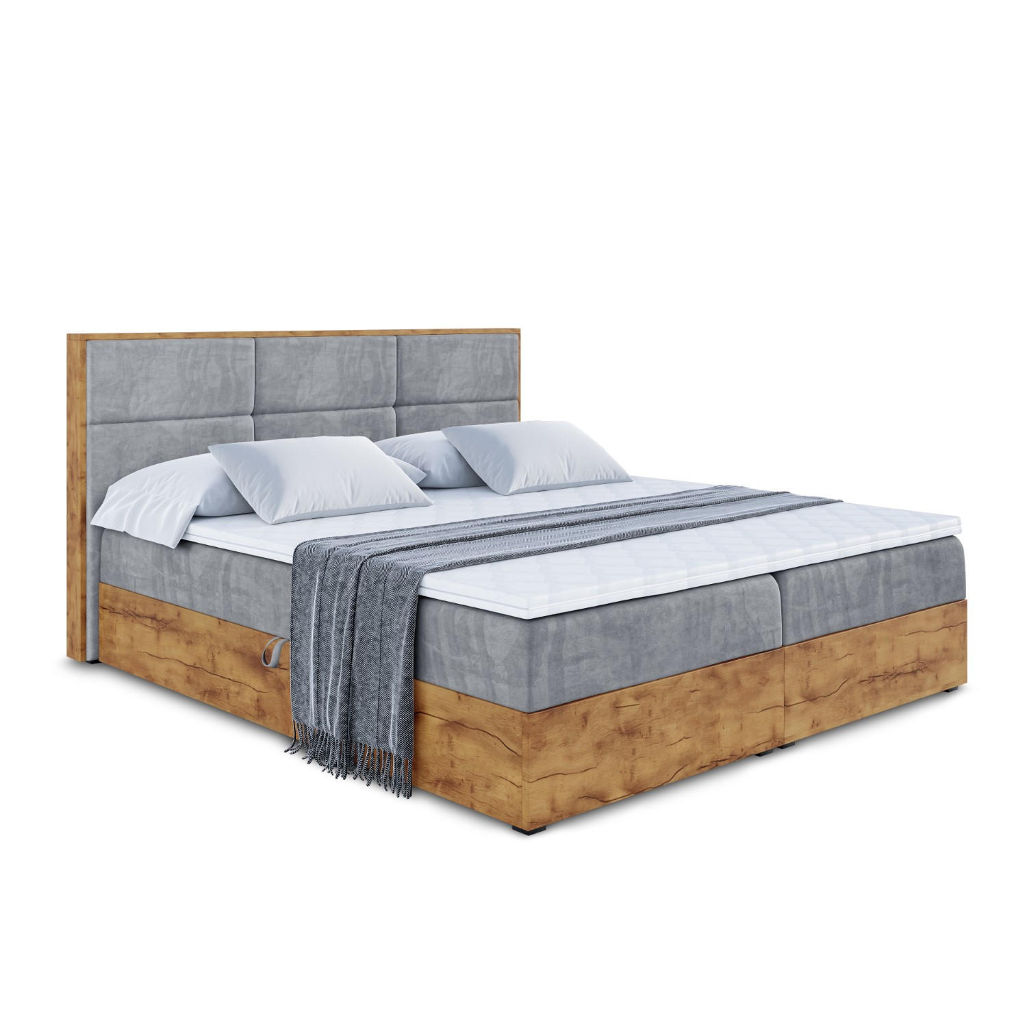 BOXBETT mit Matratze H3 und Lattenrost - LOLLI1 - 200x200 - Grau - Grau, Holzwerkstoff/Kunststoff (200/200cm) - ALTDECOR