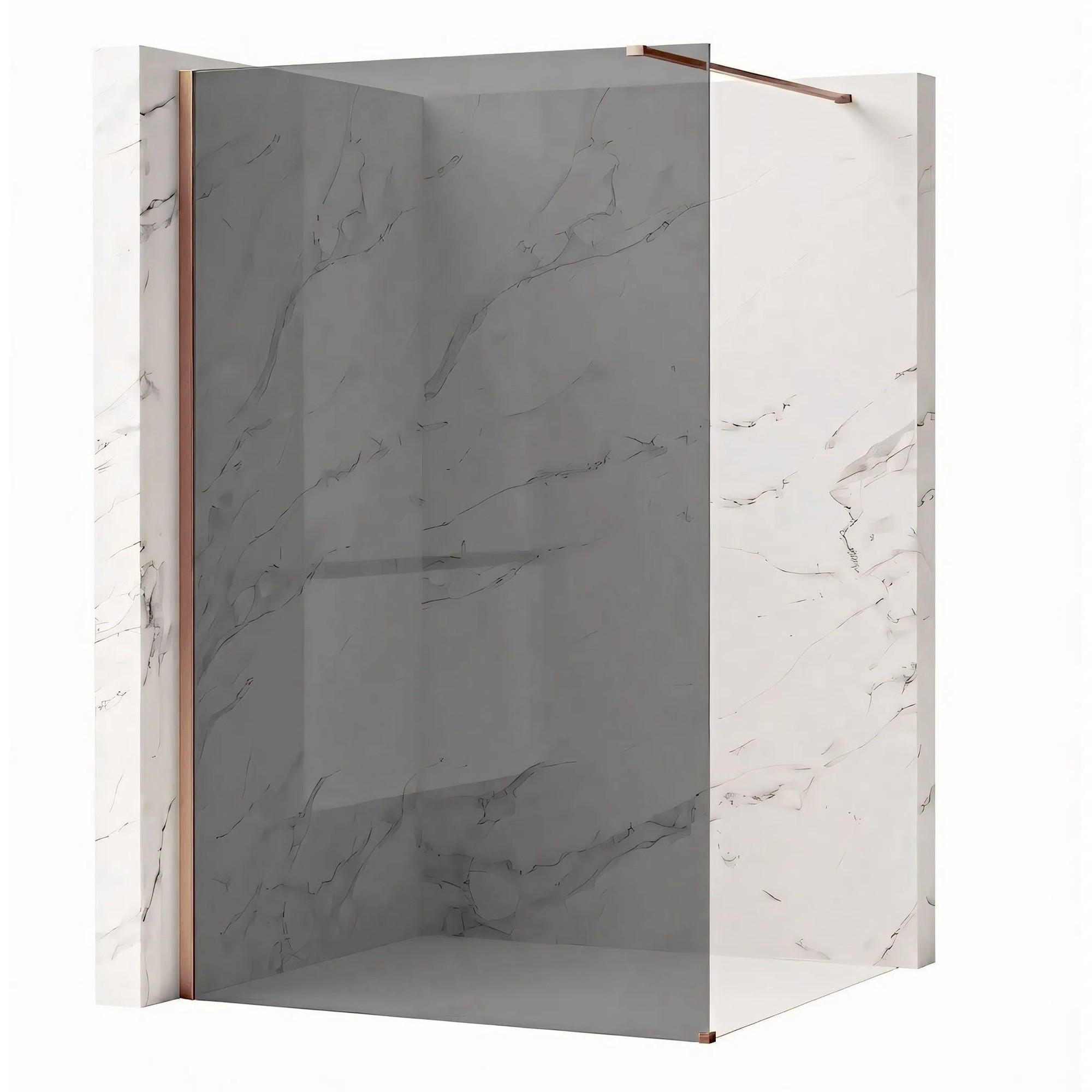 DUSCHWAND Rea Flexi Grey / Brush Copper 120 - Kupferfarben, Glas (120/120/195cm) - REA