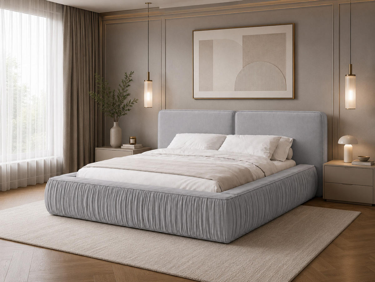 POLSTERBETT 08 140 x 200 cm – Riviera – Bett mit Gasdruckfedern und Stauraum - Hellgrau, Holz (140/200cm) - ROYAL24_MARKT