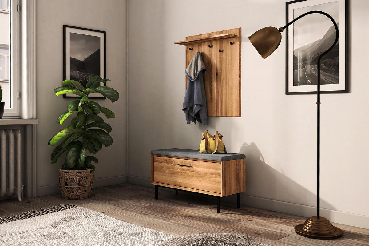 HALLENBANK LEON Wildeiche - Wildeiche, Holz (97/52/36cm) - byoak