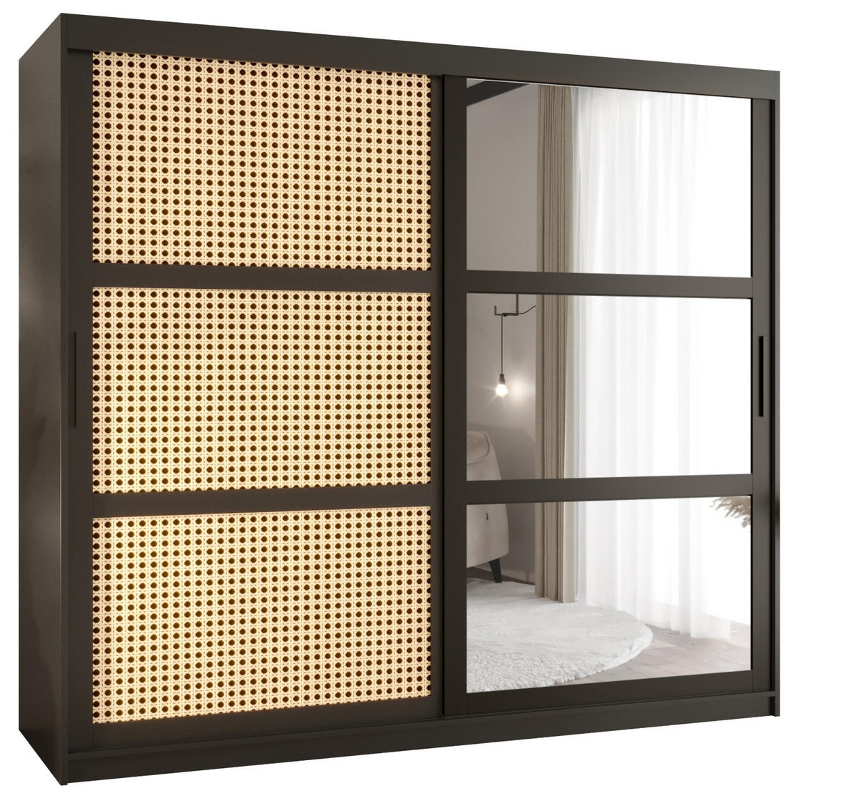 SCHWEBETÜRENSCHRANK 200/200/62 2-türig - Schwarz, Holz/Kunststoff (200/200/62cm) - MÖBEL KRYSPOL