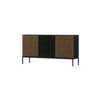 KOMMODE - Meteor (Schwarz + Artisan) - Schwarz, Holzwerkstoff/Metall (150/80/40cm) - Möblo
