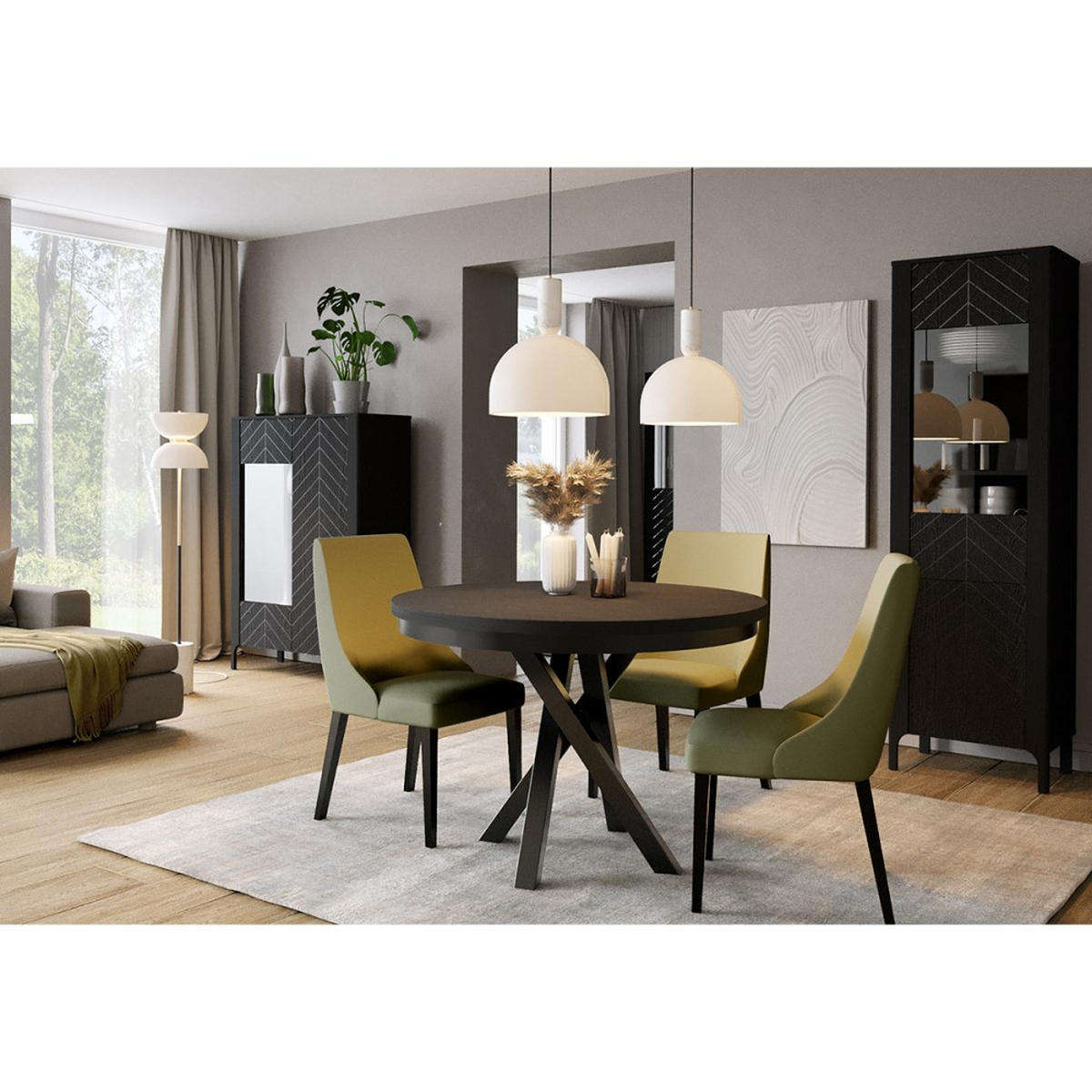 NACHTTISCH Lume mit einer Tür, 54 cm, schwarz - Schwarz, Holzwerkstoff (54/57/40.5cm) - Beautysofa