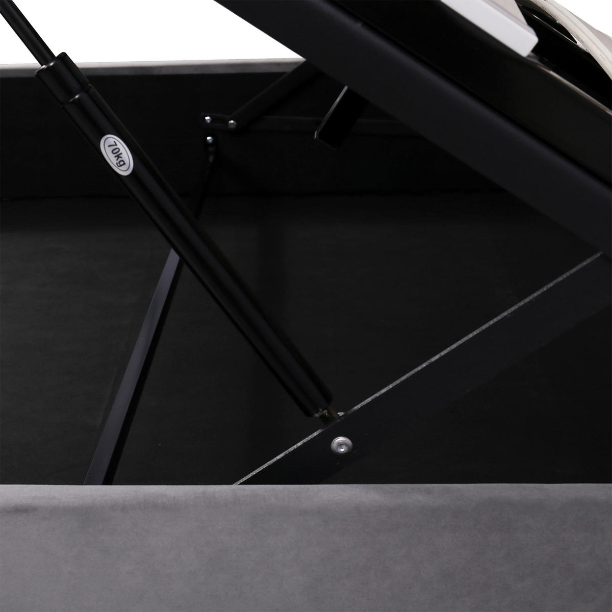 POLSTERBETT 140x200 Hydraulisch Stauraum Kopfteil Samtstoff Grau - Grau, Holzwerkstoff - FLIEKS