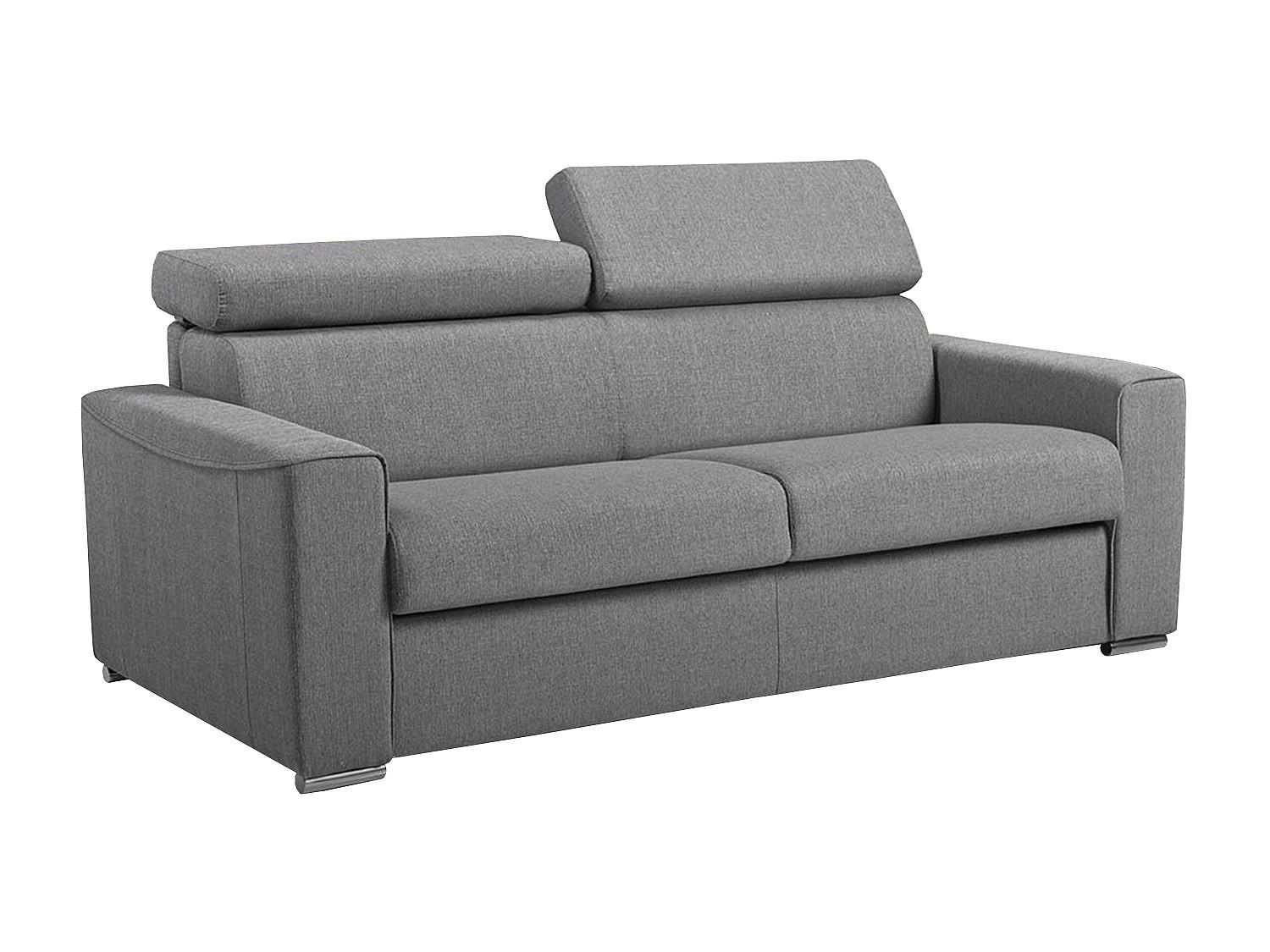 SCHLAFSOFA 3-Sitzer - Liegefläche: 140 cm - Matratzenhöhe: 18 cm - Stoff - Grau - VIZIR - Grau, Textil (196/110/223cm) - Vente-Unique