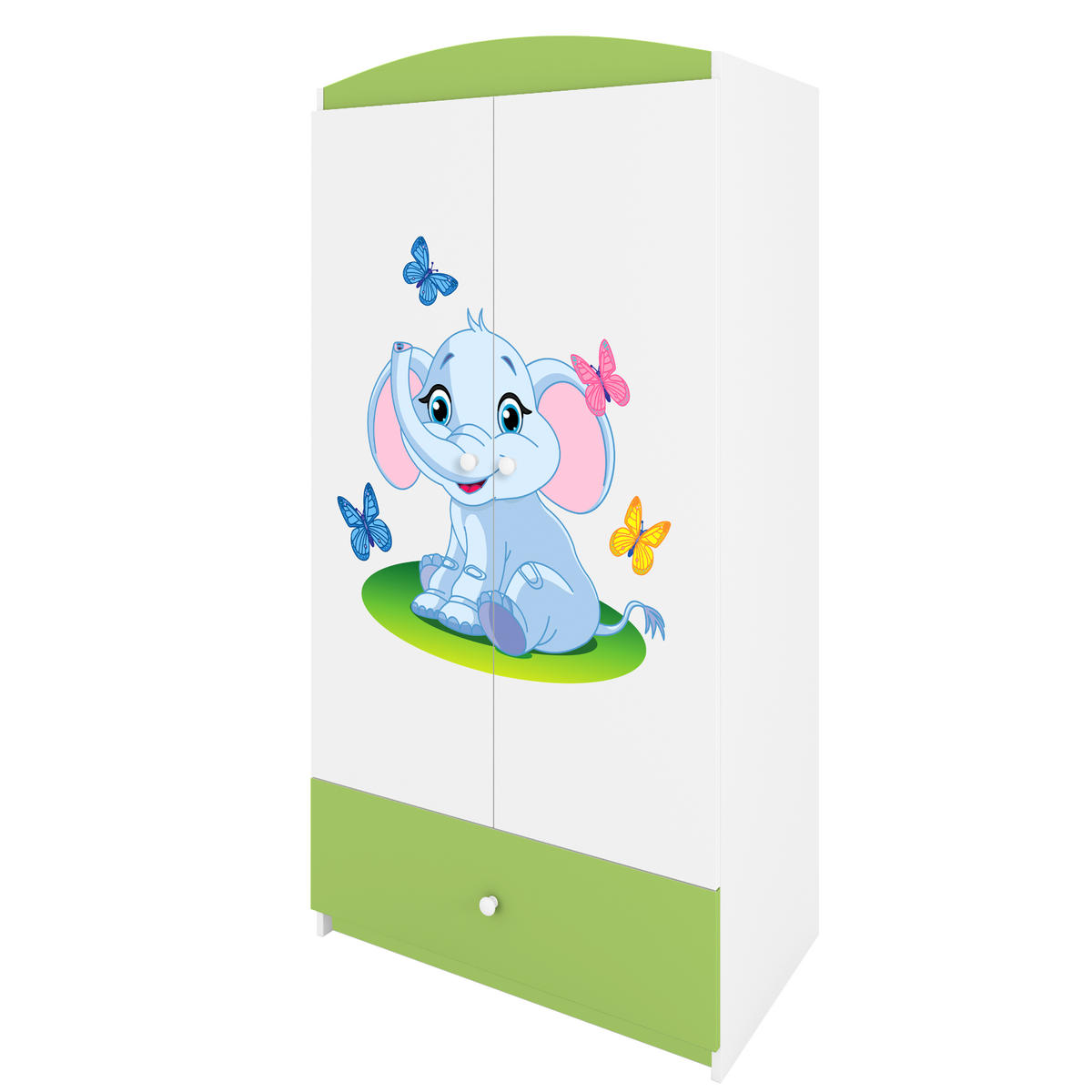 KINDERKLEIDERSCHRANK Elefant 90/175/52 - Grün, Holzwerkstoff (90/175/52cm) - Kocot Kids
