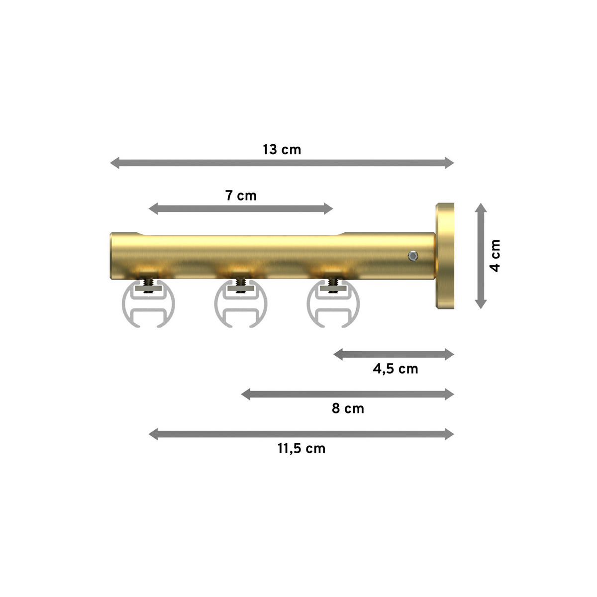 INNENLAUF-GARDINENSTANGEN-SET Siteno Santo 420 cm (geteilt in 3 x 140 cm), 3-läufig, 20 mm Ø Messing-Optik - Messingfarben, Metall (420cm) - INTERDECO