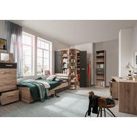 JUGENDZIMMER Cariba in Eiche San Remo und Graphit 8 teilig - Braun, Holzwerkstoff (120/200cm)