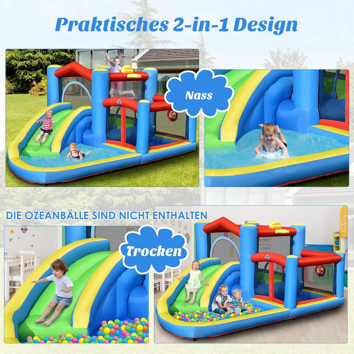 HÜPFBURG 191cm Multicolor - Multicolor, Textil (410/310/191cm) - COSTWAY