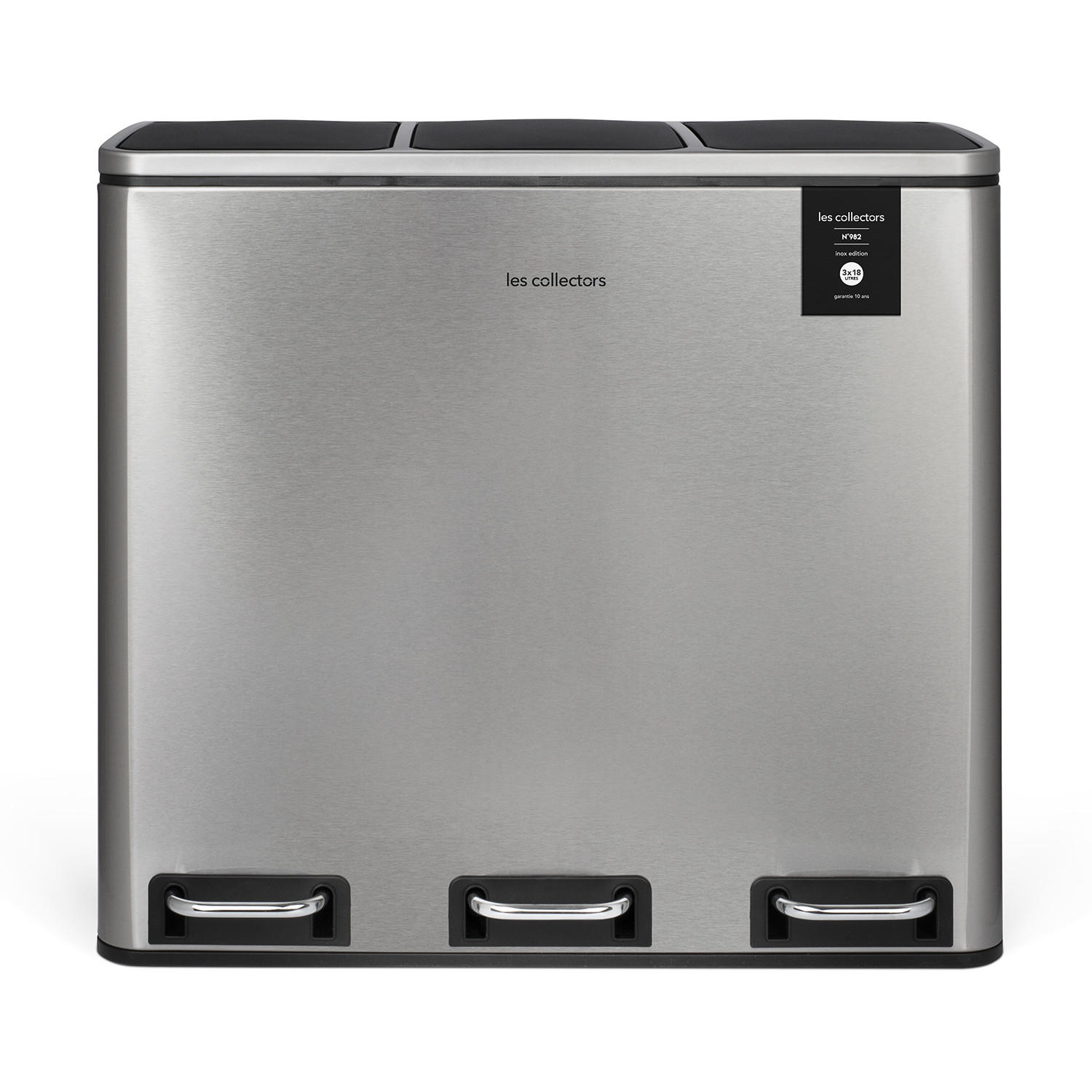 RECYCLINGMÜLLEIMER 54L, 3x18L Behälter - Edelstahl N°982 - Silberfarben, Metall (61.5/56/34.5cm) - Les Collectors