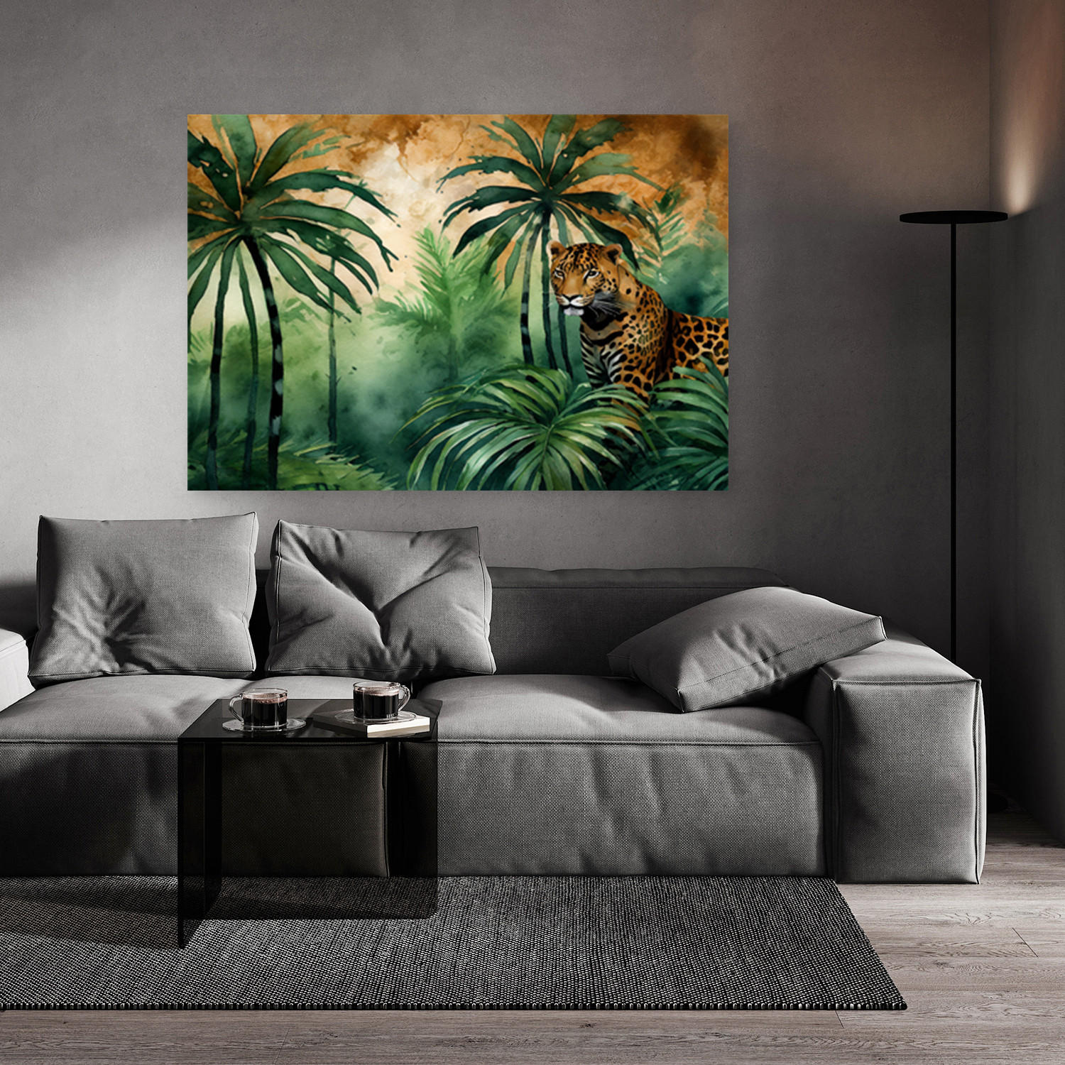 WANDBILD tiger dschungel tiere abstrakt - Grün, Textil (60/40cm) - Feeby