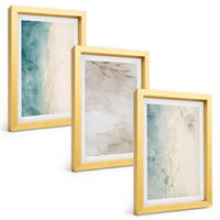 BILDER SET 3er Set - 20x30 cm Goldrahmen - Feine Aquarelltexturen - Goldfarben, Kunststoff (20/30cm) - TULUP