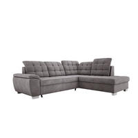 ECKSOFA LOTTA L-förmig Bettkasten verstellbare Kopfstützen hochwertige Verarbeitung lose Rückenkissen freistehend RECHTS 258x212x106 cm Light Grey - Hellgrau, Holz/Textil (258/212cm) - DomoHome