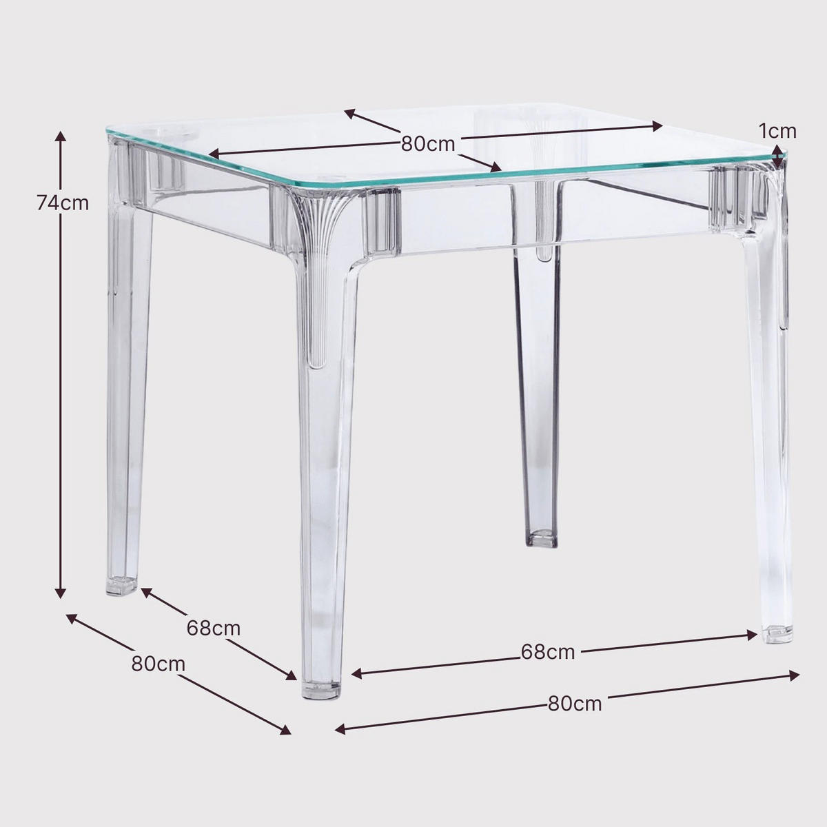 GLASTISCH Quadratisch Transparent 80/80/74 cm - Transparent, Glas (80/80/74cm) - Nest Dream
