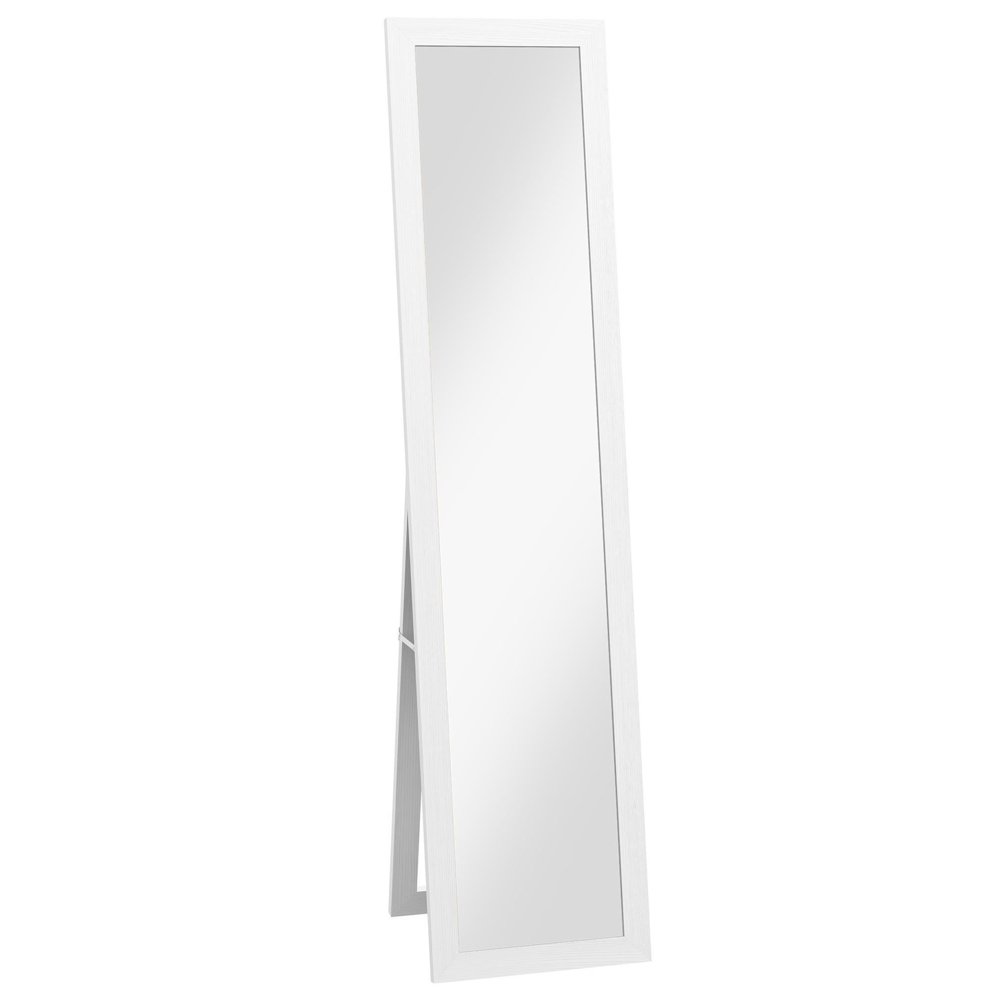 STANDSPIEGEL mit Ständer, freistehend, für Schlafzimmer, Flur, Alu, Weiß - Weiß, Glas (40/155/37cm) - HOMCOM